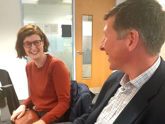 SSAC member Professor Grainne McKeever in discussion with SSAC's Chair Dr Stephen Brien.